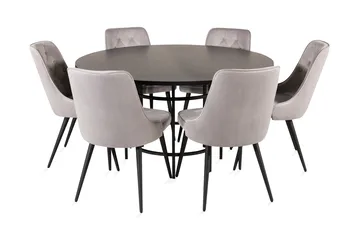 Copenhagen Spisebordsæt med 6 Valera Lyx Velour Stol - Furniture Fashion - Møbler - Borde - Spisebordssæt