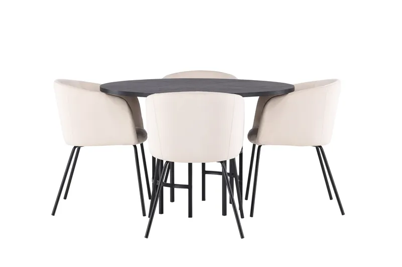 Copenhagen Spisebordsgruppe 115 cm Rund med 4 Berit Stole, Beige
