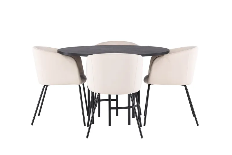 Copenhagen Spisebordsgruppe 115 cm Rund med 4 Berit Stole - Beige - Møbler - Borde - Spisebordssæt