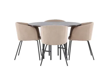 Copenhagen Spisebordsgruppe 115 cm Rund med 4 Berit Stole - Beige - Møbler - Borde - Spisebordssæt
