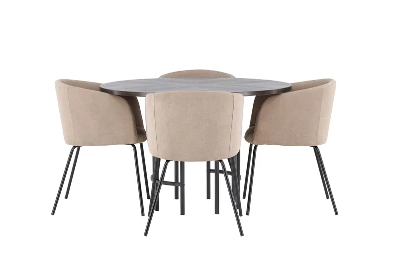 Copenhagen Spisebordsgruppe 115 cm Rund med 4 Berit Stole - Beige - Møbler - Borde - Spisebordssæt