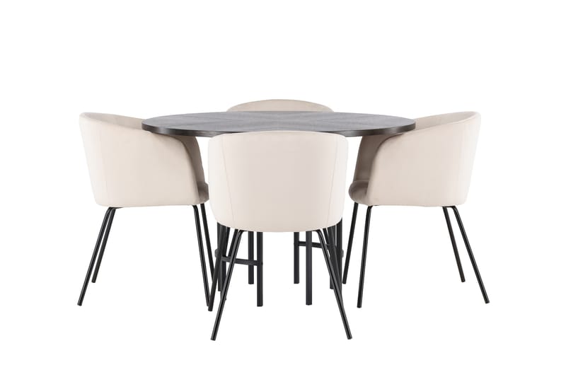 Copenhagen Spisebordsgruppe 115 cm Rund med 4 Berit Stole, Beige