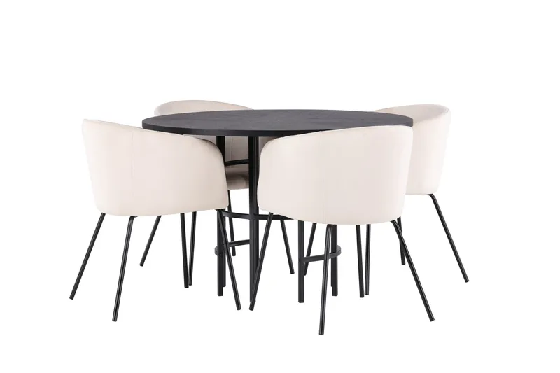 Copenhagen Spisebordsgruppe 115 cm Rund med 4 Berit Stole - Beige - Møbler - Borde - Spisebordssæt