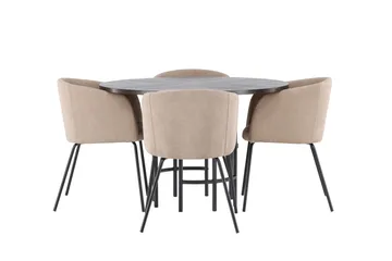 Copenhagen Spisebordsgruppe 115 cm Rund med 4 Berit Stole - Beige - Møbler - Borde - Spisebordssæt