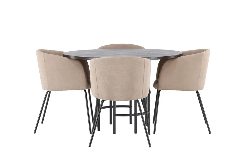 Copenhagen Spisebordsgruppe 115 cm Rund med 4 Berit Stole - Beige - Møbler - Borde - Spisebordssæt