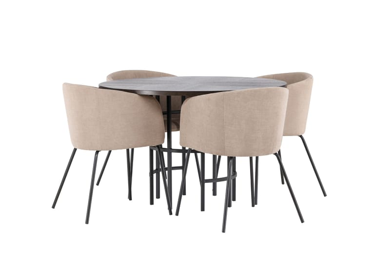 Copenhagen Spisebordsgruppe 115 cm Rund med 4 Berit Stole - Beige - Møbler - Borde - Spisebordssæt