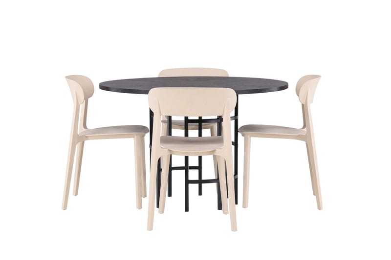 Copenhagen Spisebordssæt 115 cm Rund med 4 Åstol Stole - Beige - Møbler - Borde - Spisebordssæt