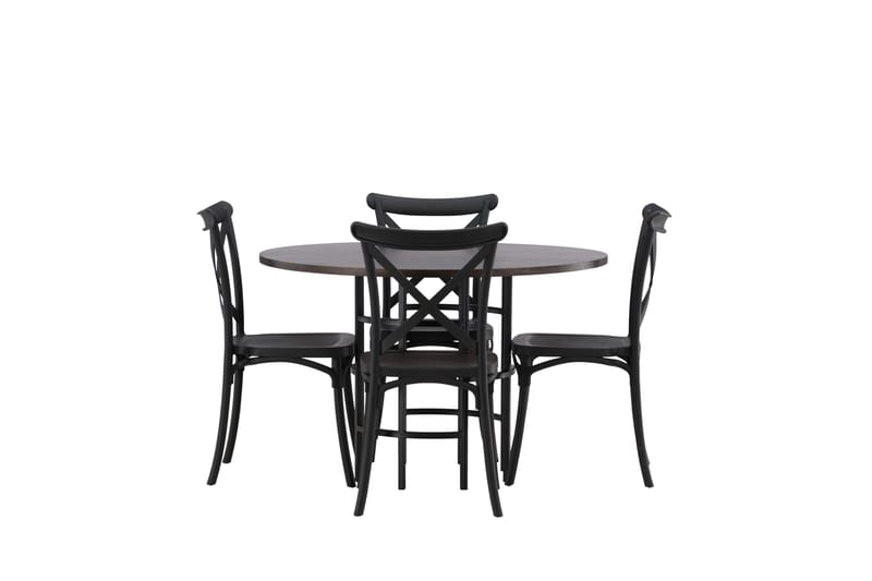 Copenhagen Spisebordssæt 115 cm Rund med 4 Crosett Stole - Svart - Møbler - Borde - Spisebordssæt