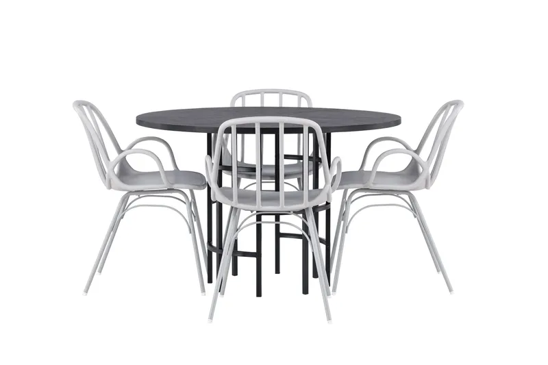 Copenhagen Spisebordssæt 115 cm Rund med 4 Dyrön Stole, Svart