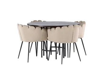 Copenhagen Spisebordssæt 115 cm Rund med 4 Limhamn Stole - Beige - Møbler - Borde - Spisebordssæt