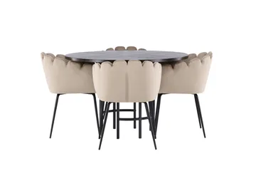 Copenhagen Spisebordssæt 115 cm Rund med 4 Limhamn Stole - Beige - Møbler - Borde - Spisebordssæt