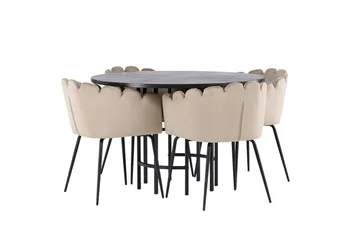 Copenhagen Spisebordssæt 115 cm Rund med 4 Limhamn Stole - Beige - Møbler - Borde - Spisebordssæt