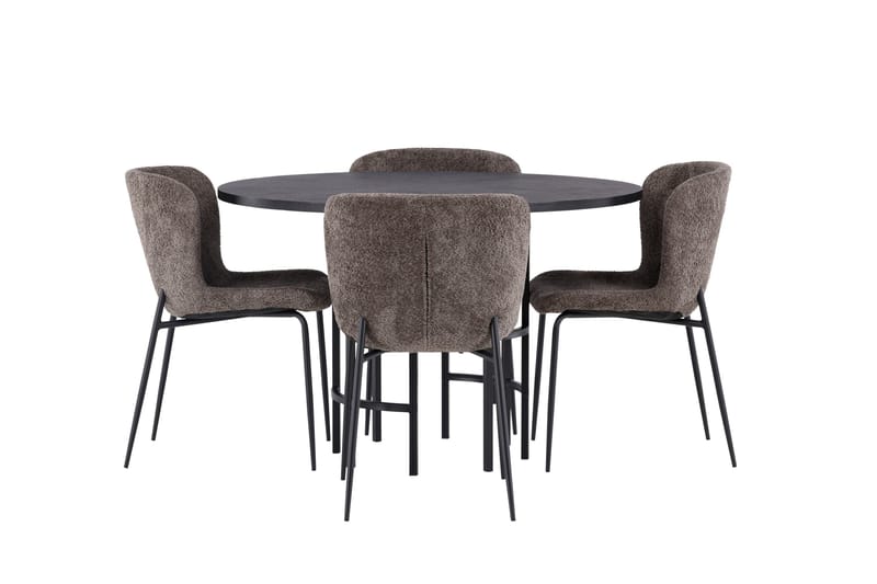 Copenhagen Spisebordssæt 115 cm Rund med 4 Modesto Stole, Beige