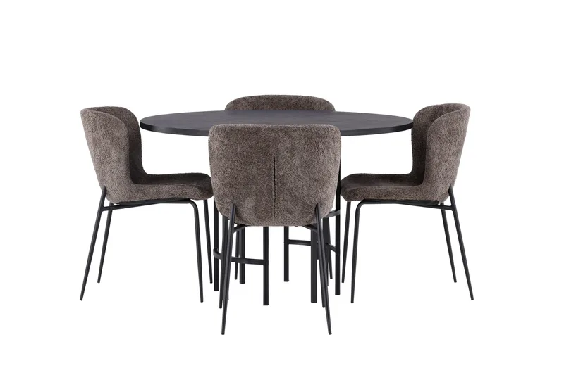 Copenhagen Spisebordssæt 115 cm Rund med 4 Modesto Stole, Beige