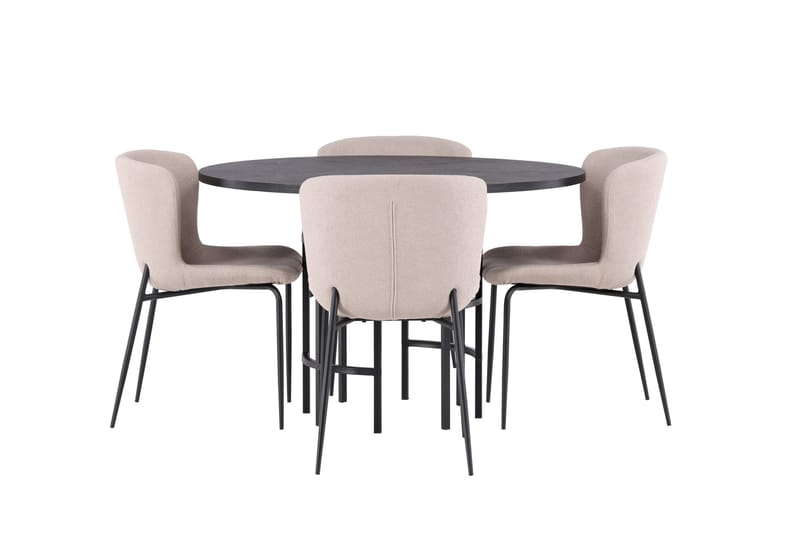 Copenhagen Spisebordssæt 115 cm Rund med 4 Modesto Stole, Svart