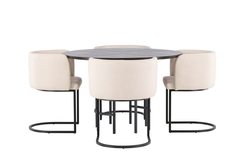 Copenhagen Spisebordssæt 115 cm Rund med 4 Simrishman Stole - Beige - Møbler - Borde - Spisebordssæt