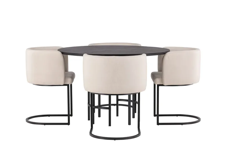 Copenhagen Spisebordssæt 115 cm Rund med 4 Simrishman Stole, Beige