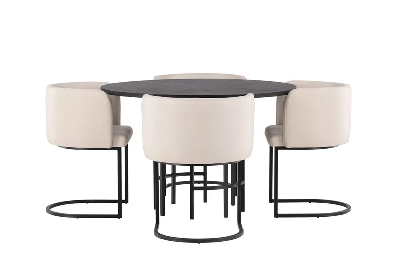 Copenhagen Spisebordssæt 115 cm Rund med 4 Simrishman Stole - Beige - Møbler - Borde - Spisebordssæt