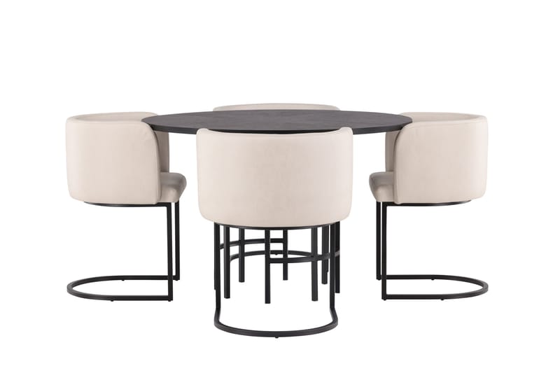 Copenhagen Spisebordssæt 115 cm Rund med 4 Simrishman Stole - Beige - Møbler - Borde - Spisebordssæt