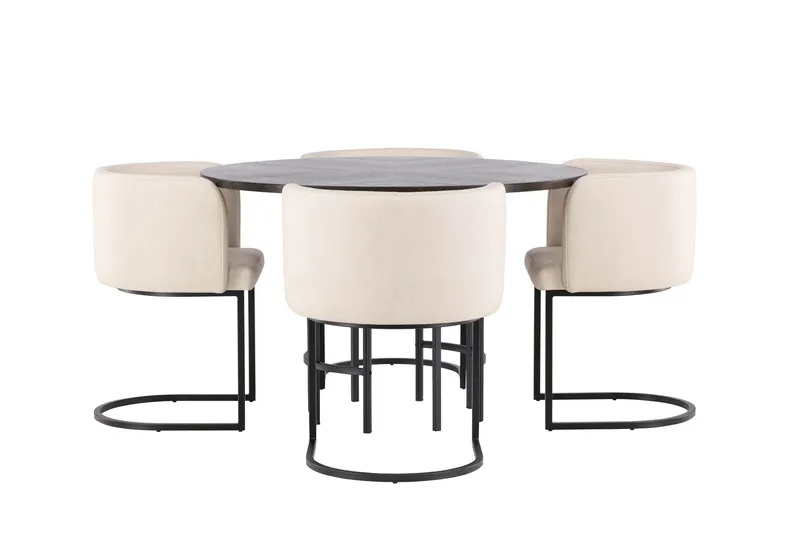 Copenhagen Spisebordssæt 115 cm Rund med 4 Simrishman Stole, Beige