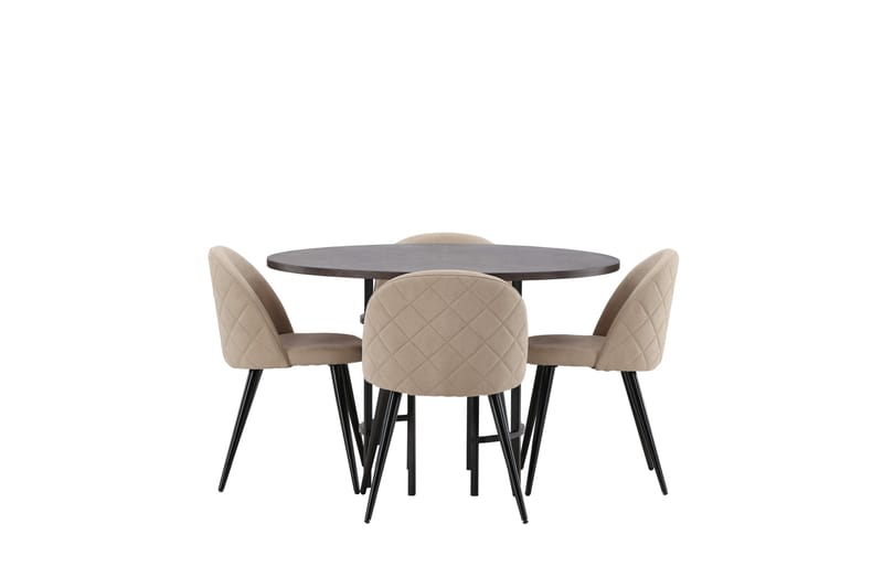 Copenhagen Spisebordssæt 115 cm Rund med 4 Velvet Stole - Beige - Møbler - Borde - Spisebordssæt