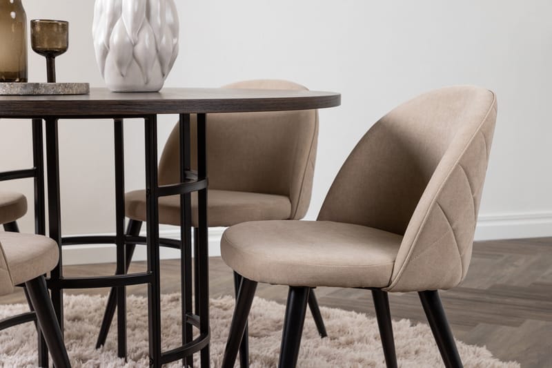 Copenhagen Spisebordssæt 115 cm Rund med 4 Velvet Stole - Beige - Møbler - Borde - Spisebordssæt