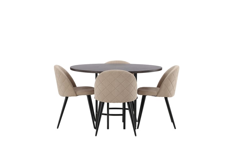 Copenhagen Spisebordssæt 115 cm Rund med 4 Velvet Stole - Beige - Møbler - Borde - Spisebordssæt