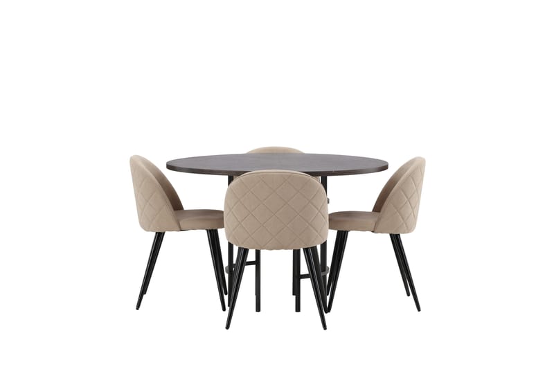 Copenhagen Spisebordssæt 115 cm Rund med 4 Velvet Stole - Beige - Møbler - Borde - Spisebordssæt