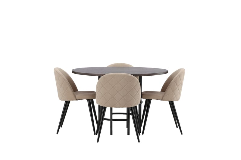 Copenhagen Spisebordssæt 115 cm Rund med 4 Velvet Stole - Beige - Møbler - Borde - Spisebordssæt