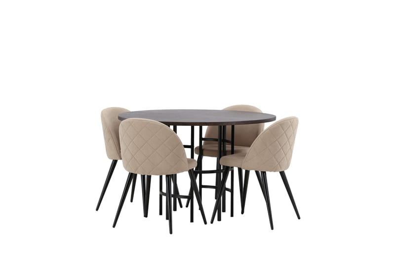 Copenhagen Spisebordssæt 115 cm Rund med 4 Velvet Stole - Beige - Møbler - Borde - Spisebordssæt