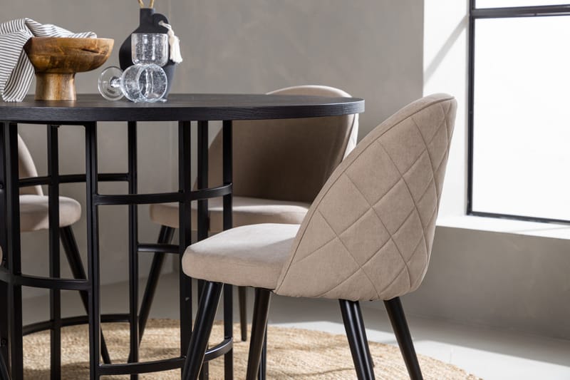 Copenhagen Spisebordssæt 115 cm Rund med 4 Velvet Stole - Beige - Møbler - Borde - Spisebordssæt