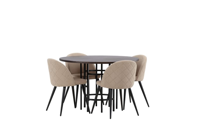 Copenhagen Spisebordssæt 115 cm Rund med 4 Velvet Stole - Beige - Møbler - Borde - Spisebordssæt