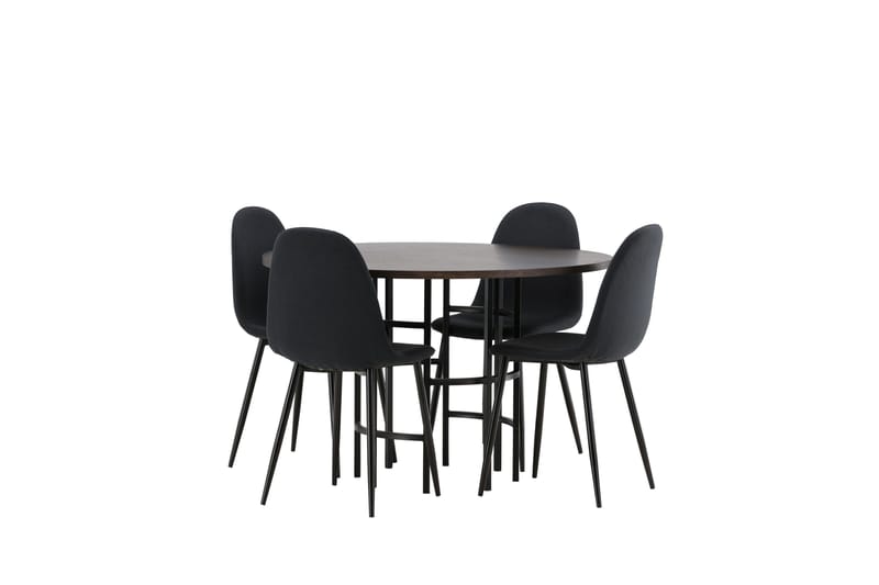 Copenhagen Spisebordssæt 115 cm Rund med 4 Polar Stole - Svart - Møbler - Borde - Spisebordssæt