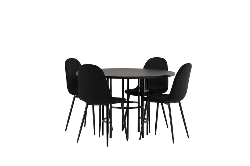 Copenhagen Spisebordssæt 115 cm Rund med 4 Polar Stole - Svart - Møbler - Borde - Spisebordssæt