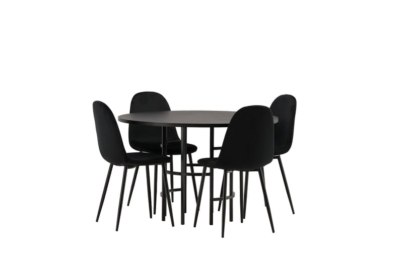 Copenhagen Spisebordssæt 115 cm Rund med 4 Polar Stole - Svart - Møbler - Borde - Spisebordssæt