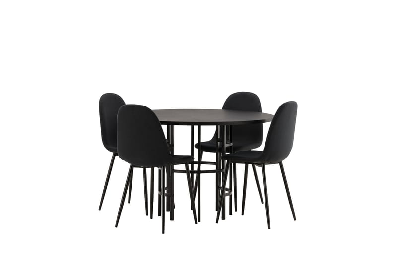 Copenhagen Spisebordssæt 115 cm Rund med 4 Polar Stole - Svart - Møbler - Borde - Spisebordssæt