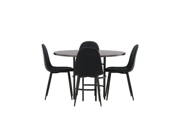 Copenhagen Spisebordssæt 115 cm Rund med 4 Polar Stole - Svart - Møbler - Borde - Spisebordssæt