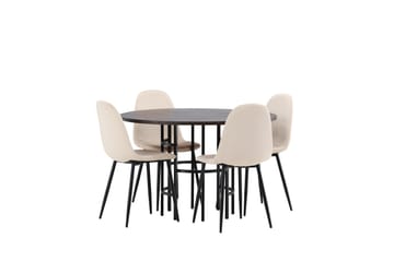 Copenhagen Spisebordssæt 115 cm Rund med 4 Polar Stole - Beige - Møbler - Borde - Spisebordssæt