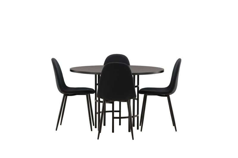 Copenhagen Spisebordssæt 115 cm Rund med 4 Polar Stole - Svart - Møbler - Borde - Spisebordssæt