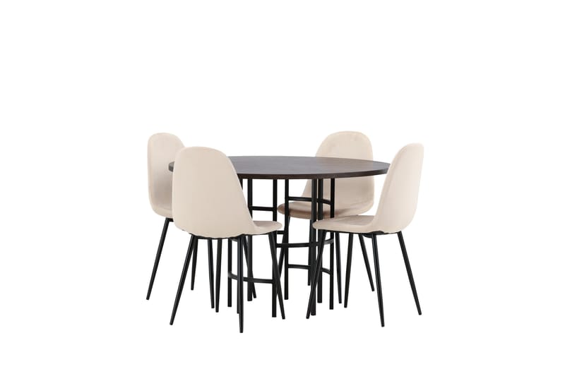 Copenhagen Spisebordssæt 115 cm Rund med 4 Polar Stole - Beige - Møbler - Borde - Spisebordssæt
