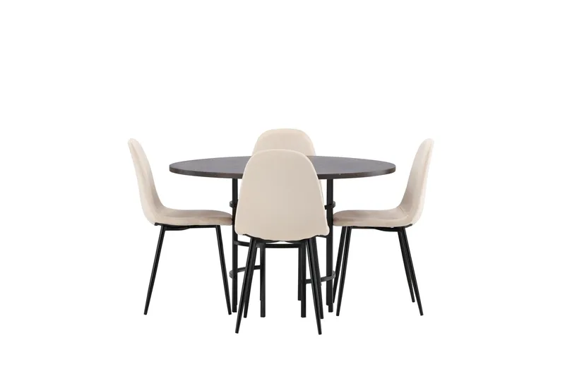 Copenhagen Spisebordssæt 115 cm Rund med 4 Polar Stole, Beige