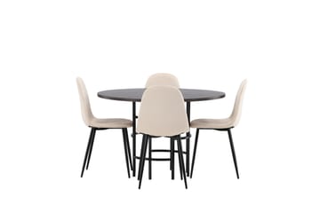 Copenhagen Spisebordssæt 115 cm Rund med 4 Polar Stole - Beige - Møbler - Borde - Spisebordssæt