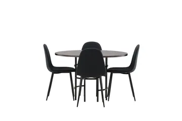 Copenhagen Spisebordssæt 115 cm Rund med 4 Polar Stole - Svart - Møbler - Borde - Spisebordssæt