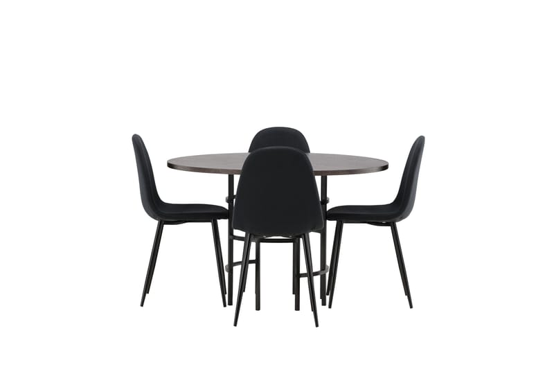 Copenhagen Spisebordssæt 115 cm Rund med 4 Polar Stole - Svart - Møbler - Borde - Spisebordssæt