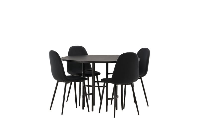 Copenhagen Spisebordssæt 115 cm Rund med 4 Polar Stole - Svart - Møbler - Borde - Spisebordssæt