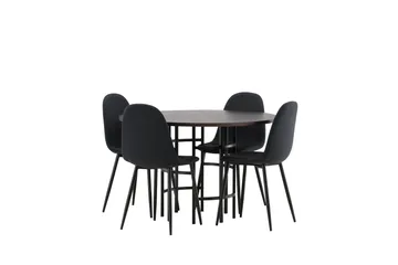 Copenhagen Spisebordssæt 115 cm Rund med 4 Polar Stole - Svart - Møbler - Borde - Spisebordssæt