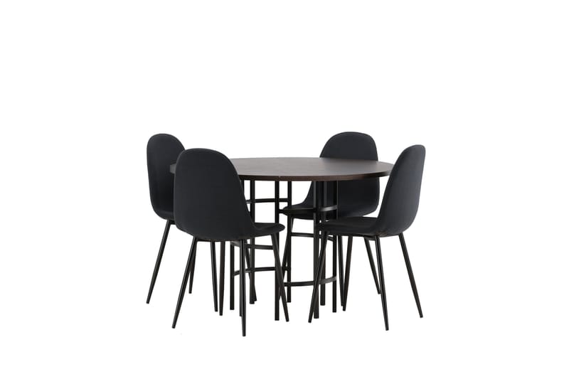 Copenhagen Spisebordssæt 115 cm Rund med 4 Polar Stole - Svart - Møbler - Borde - Spisebordssæt