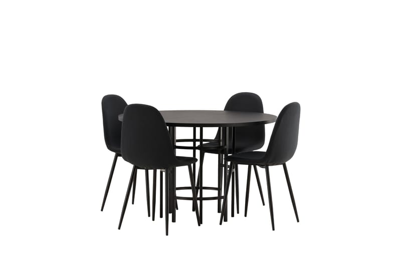 Copenhagen Spisebordssæt 115 cm Rund med 4 Polar Stole - Svart - Møbler - Borde - Spisebordssæt
