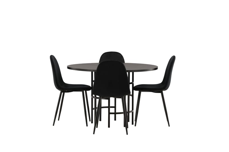 Copenhagen Spisebordssæt 115 cm Rund med 4 Polar Stole - Svart - Møbler - Borde - Spisebordssæt