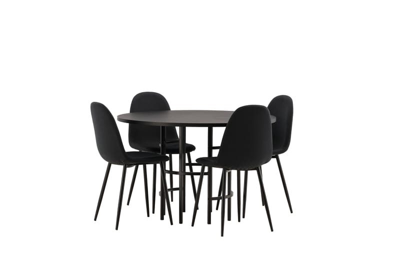 Copenhagen Spisebordssæt 115 cm Rund med 4 Polar Stole - Svart - Møbler - Borde - Spisebordssæt